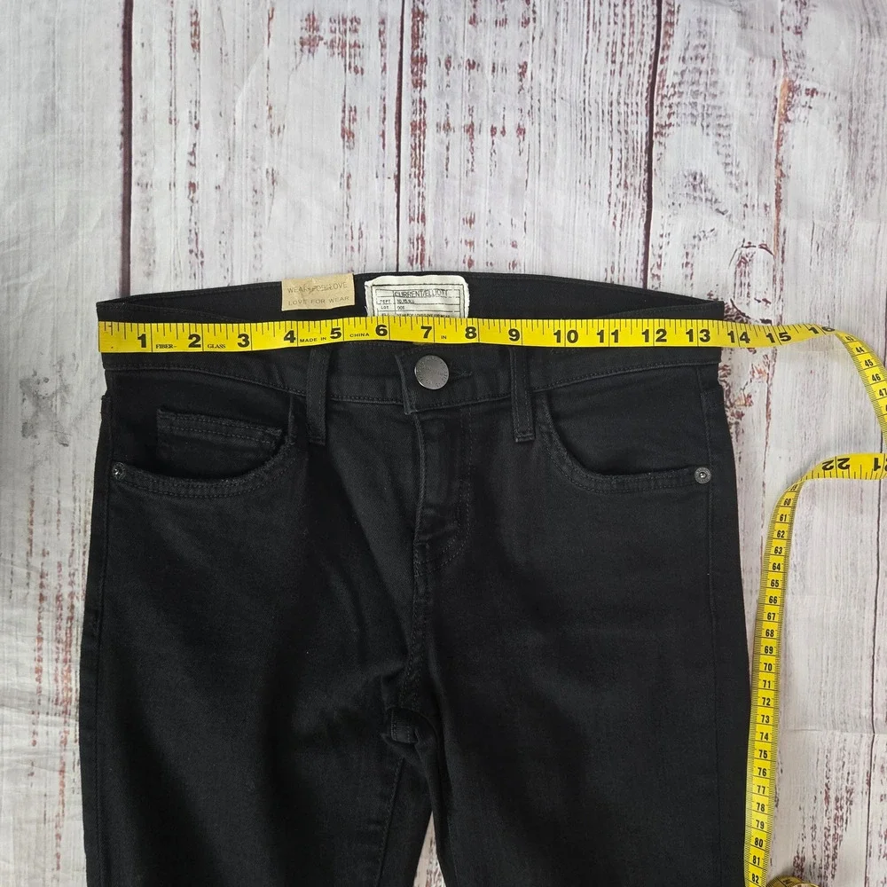 NWT Retro Current Elliott Jet Black Destroy Jeans 25 Casual 80's Skinny Parisian